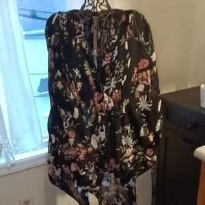 American Rag Black Floral Blouse